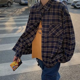 체크 오버핏 클래식 셔츠