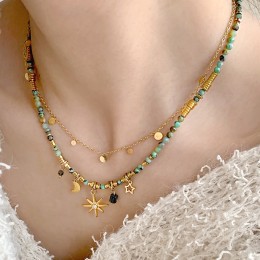 은하수 별자리 더블체인 레이어드 목걸이