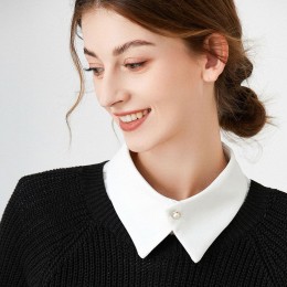 진주 단추 쉬폰 페이크 카라