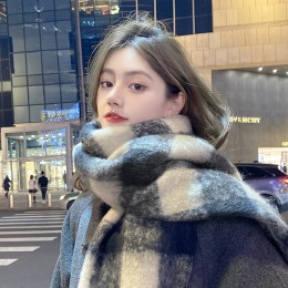 오버핏 체크 커플 목도리