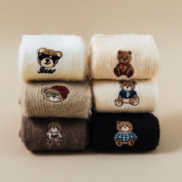 중목 곰돌이 자수 여성 양말