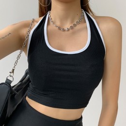 3컬러 홀터넥 코튼 크롭 나시