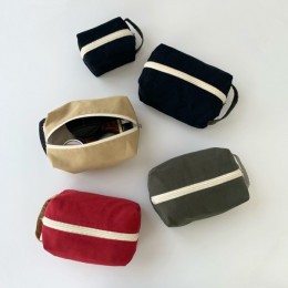 4컬러 손잡이 스퀘어 파우치