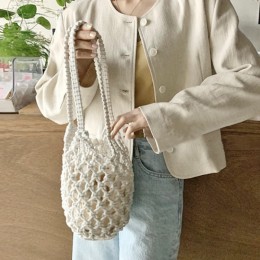 3컬러 원통형 그물 토트 숄더백