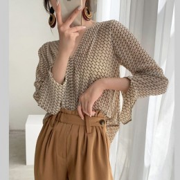 긴팔 시스루 쉬폰 블라우스