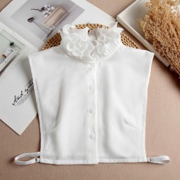 플리츠 레이스 하이넥 페이크 카라