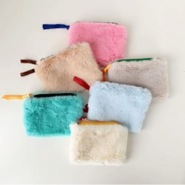 파스텔 퍼 미니 수납 파우치