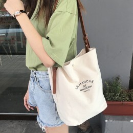 2컬러 배색 스트랩 레터링 에코백