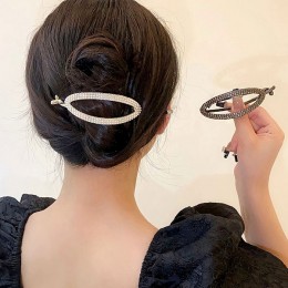 오벌 진주 큐빅 헤어핀