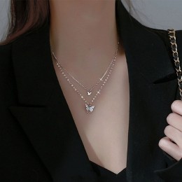 나비 2줄 믹스체인 목걸이