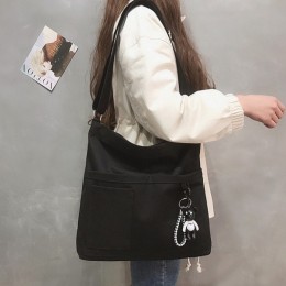 장식 디테일 캔버스 숄더 크로스백