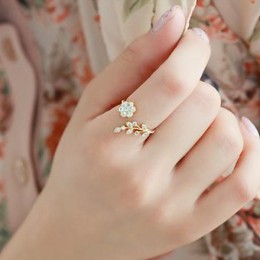 패션 플라워 집게반지