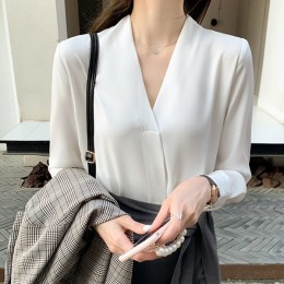 브이넥 출근룩 긴팔 블라우스