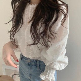 프릴 플리츠소매 블라우스