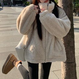 오버핏 퍼 집업 자켓