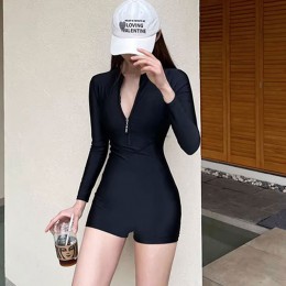 날씬핏 올블랙 집업 래쉬가드