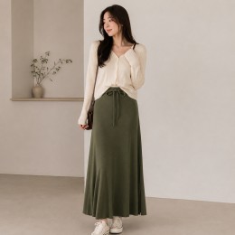 꾸안꾸 슬릿 데일리 롱스커트