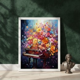 DIY 명화 그리기 40x50cm 피아노와 꽃 화려한 색감 인테리어 유화 취미
