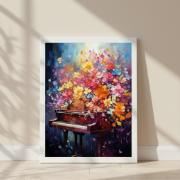 DIY 명화 그리기 40x50cm 피아노와 꽃 화려한 색감 인테리어 유화 취미