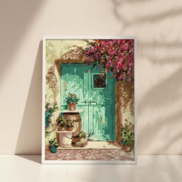 DIY 명화 그리기 40x50cm 파란대문 풍경 이국적 지중해 감성 인테리어 유화