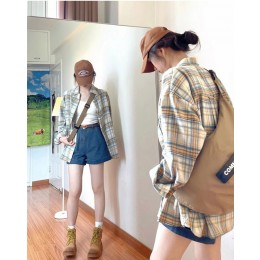 여성 루즈핏 레트로 체크 셔츠