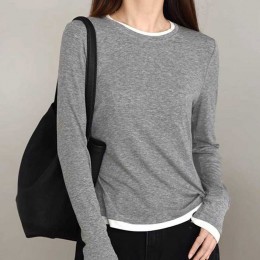 따뜻한 웜 기모 이너 배색 티 RNR-0145