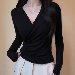 따뜻한 웜 기모 슬림 랩 티셔츠 RNR-0147