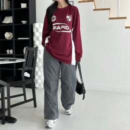 남녀공용 오버핏 풋볼 배색 져지티 SD-240932