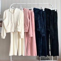 마타즈 벨벳 후드크롭 집업 와이드세트 SD-241037