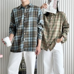 하이틴 여자 오버핏 체크남방 셔츠 SD-241032W