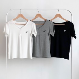 비츠 와이넥 버튼 반팔티 SD-250423