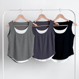 레나스 스쿱넥 배색 슬리브리스 SD-250426