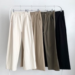 르뎀므 컴팩 핀턱 반밴딩 와이드바지 SD-250431