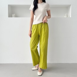 토파인 허리밴딩 와이드 워싱면 팬츠 SD-250609