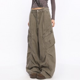 브릭든 앞셔링 오버 와이드 카고팬츠 SD-250502