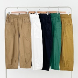 키키얀 워싱면 더블포켓 밑단주름 8부바지 SD-250718