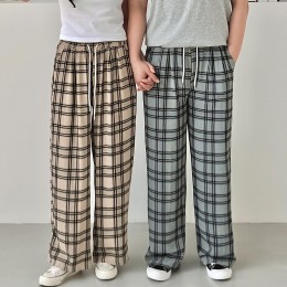 남녀공용 마엘토 체크 투턱 와이드바지 SD-250514