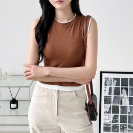 제닐 뉴트럴 엣지 레이어드 배색나시 티셔츠 SD-250727