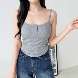 다니아 버튼넥 패드 슬리브리스 나시 티셔츠 SD-250729