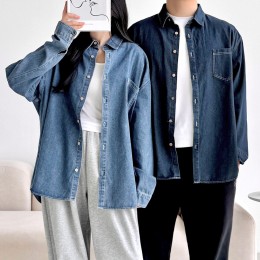 카멘 남녀공용 오버핏 데님 셔츠 청남방 SD-251026