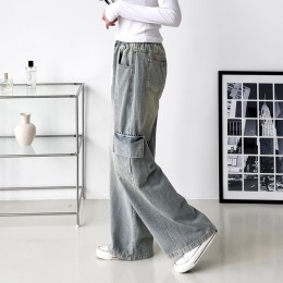 피센 남녀공용 머드워싱 카고데님 와이드 SD-251023