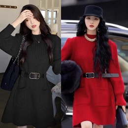 벨마 포켓 하프넥 미니원피스 벨트포함 SD-251252