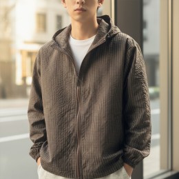 크러셀 남녀공용 체크 후드 윈드집업 SD-260226