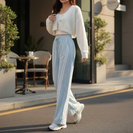 셀츠 사선 투라인 허리밴딩 와이드 바지 SD-260230