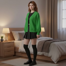 젠카야 포인트 단추 골지 캐주얼 가디건 SD-260233