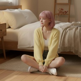 젠카야 포인트 단추 골지 캐주얼 가디건 SD-260233