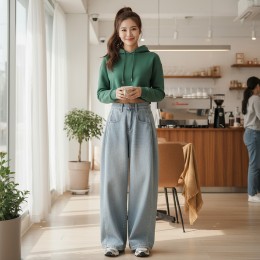 카멜린 사이드 절개와이드 데님 청바지 SD-260236