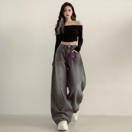 카멜린 사이드 절개와이드 데님 청바지 SD-260236