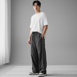 숄고 남녀 바스락 라인 스트링 와이드바지 SD-260240
