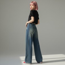 라르칼 밴딩 워싱 와이드 데님 청바지 SD-260304